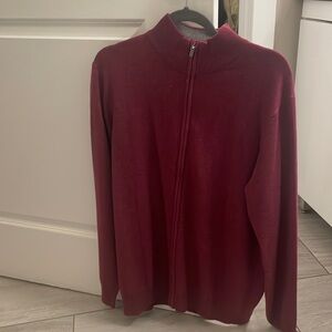 Red cashmere zip up sweater